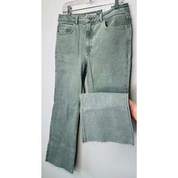 NWT Zara Olive Mini Flare High Rise Flare Leg Ankle Stretch Jean 10 - Picture 1 of 15